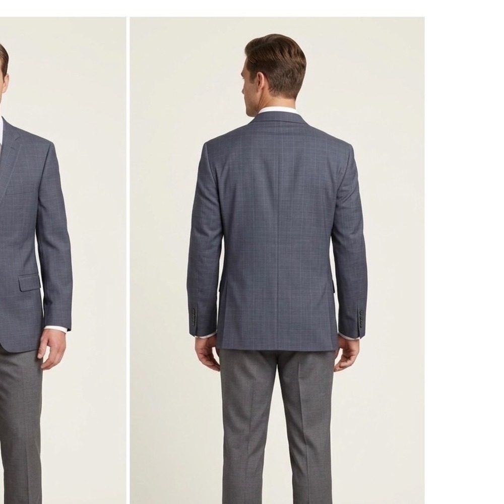 Jos. A. Bank Slim Fit Suit Jacket Mens 40R‎ Blue Gray Glen Plaid Wool Blazer